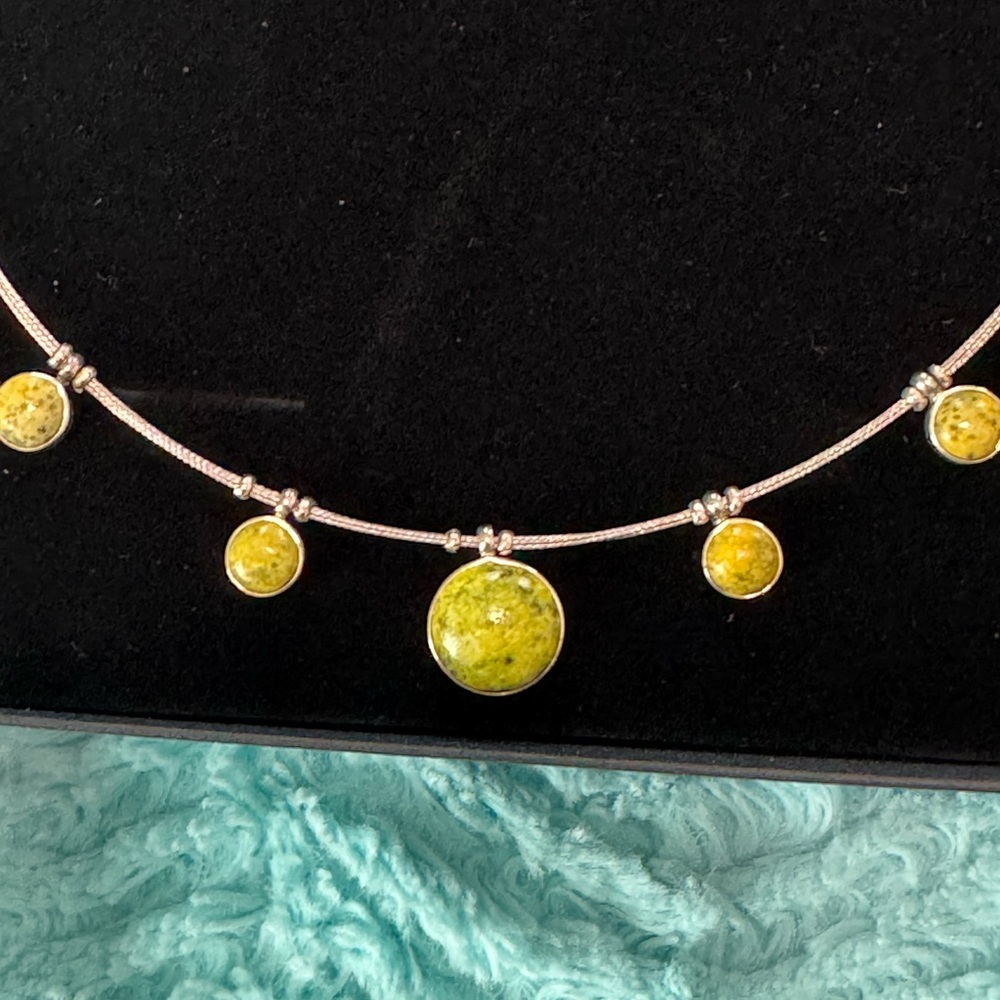 Elegant .925 Sterling Silver Necklace with Green Accents